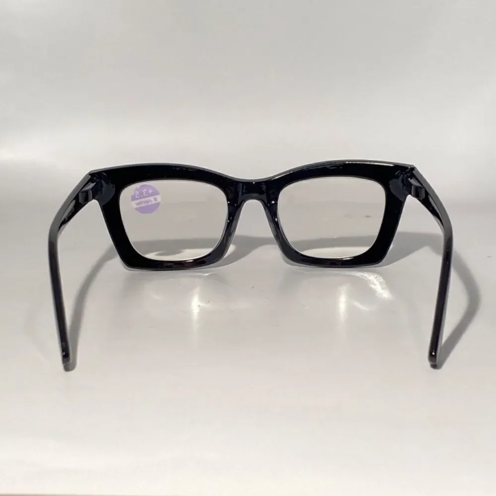 1146 Gretchen Reading Glasses 3.5 Sq Eyeglasses Black Frames Readers NWT